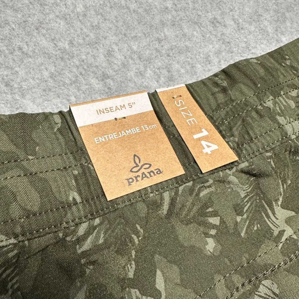 Prana Halle E-Waist Short II Evergreen Camo Green Hiking Outdoor Shorts Size 14 - Picture 3 of 5